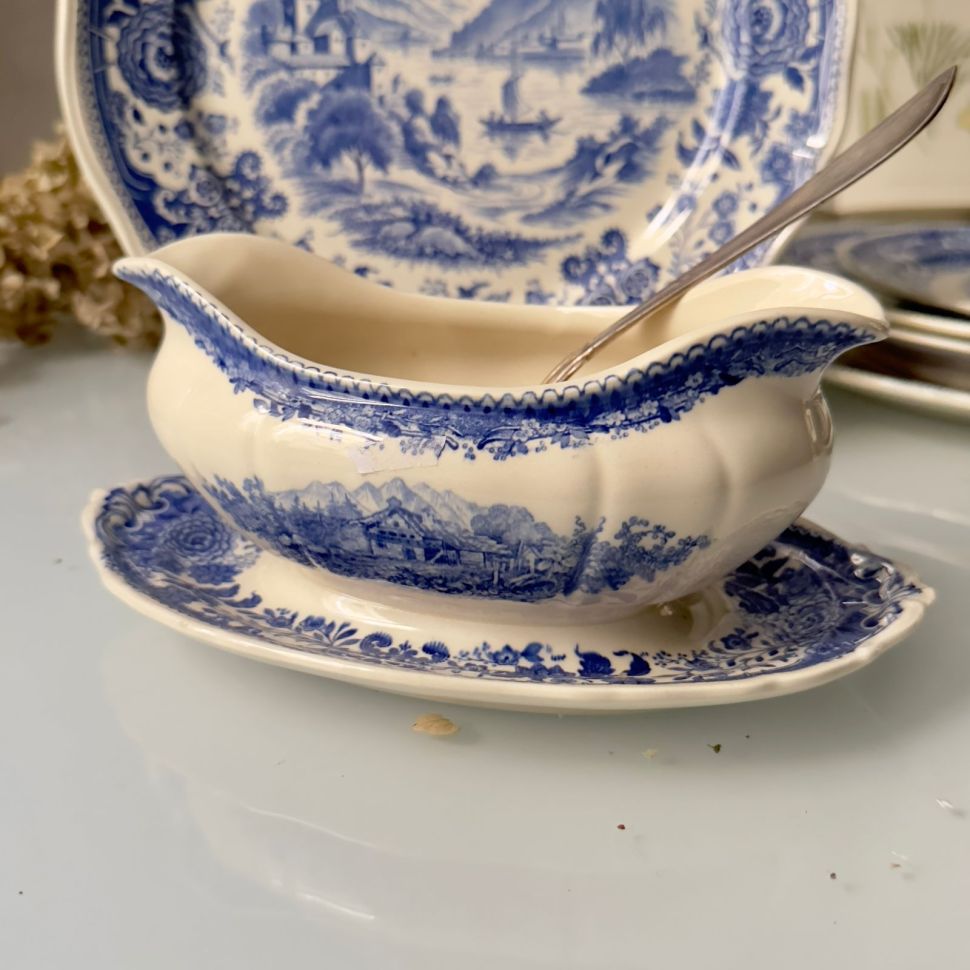 Соусник на блюде ВиллеройБох Burgenland синий 400 мл фарфор Германия