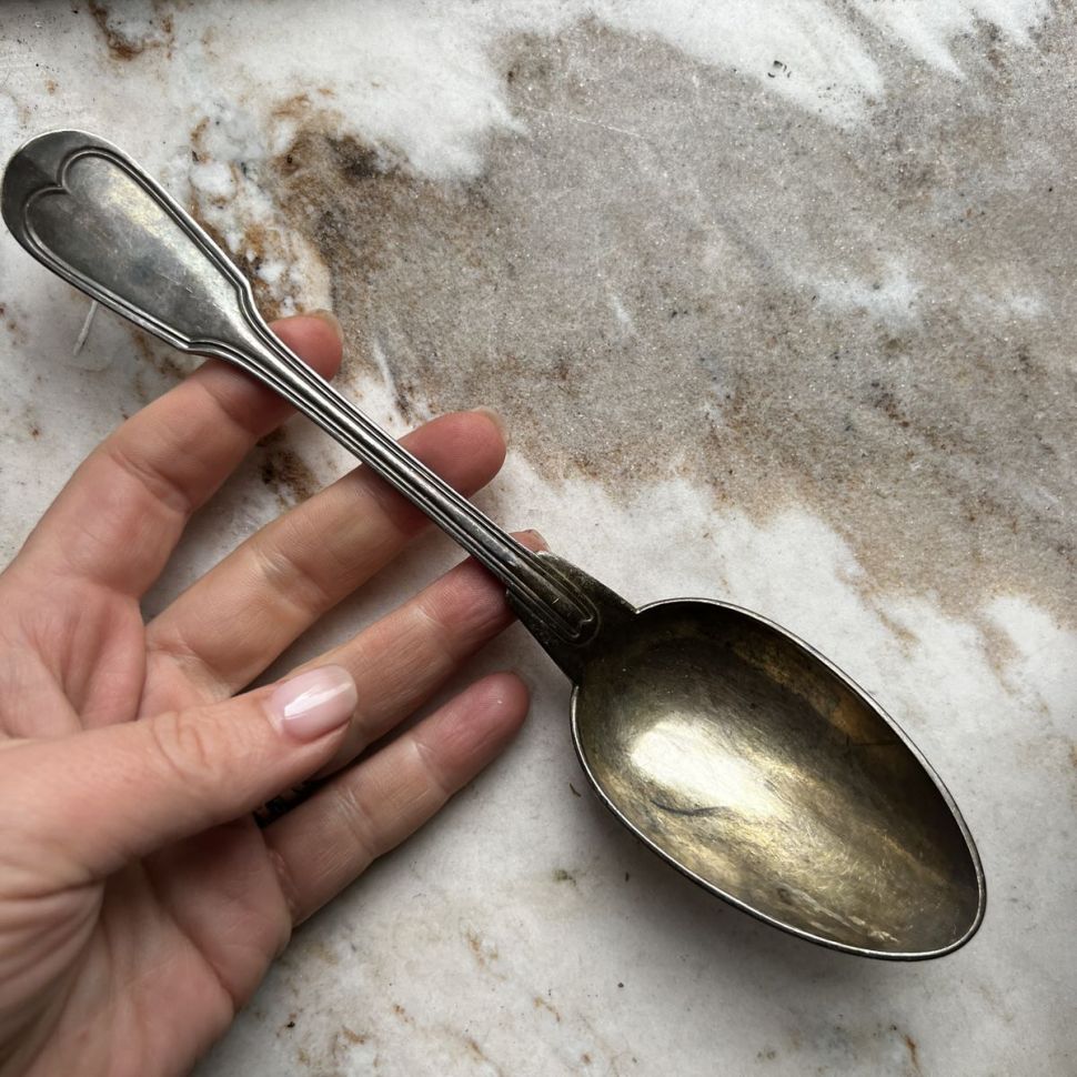 Ложка столовая 21 см мельхиор патина