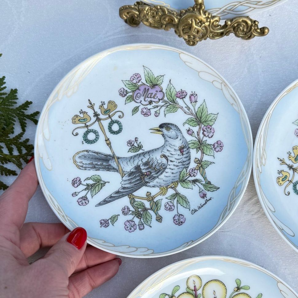 Тарелка Hutschenreuther Кукушка и анемоны Май 16 см Германия 