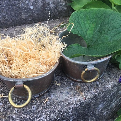 Кашпо-овал большое медь с латунным кольцом