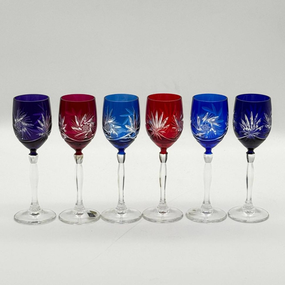 Рюмка набор 6 шт. Jihlavske Sklarny Bohemia 120 мл цветной хрусталь Чехия