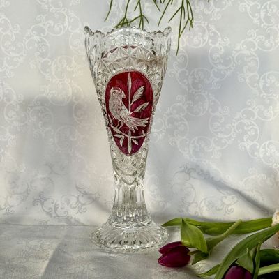 Ваза хрусталь кадмий 31 см Anna Hutte Германия 60-е гг.