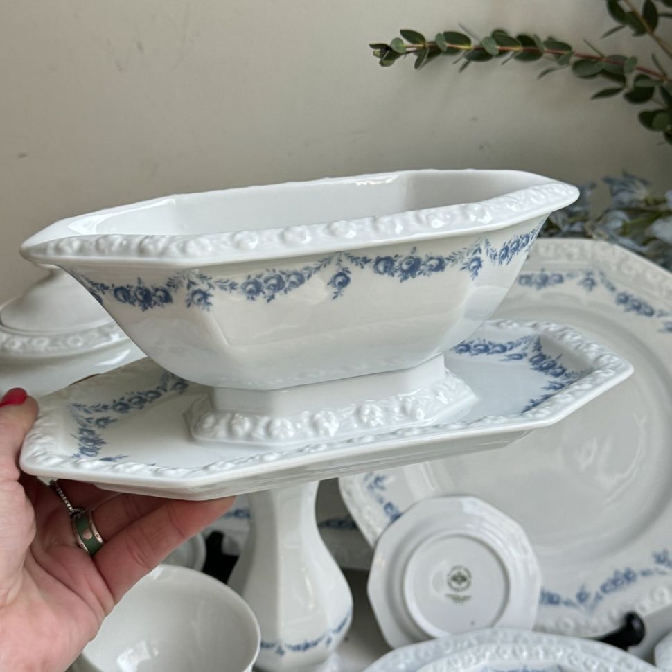 Соусник на блюде Rosenthal Classic Rose голубые розы 400 мл Германия