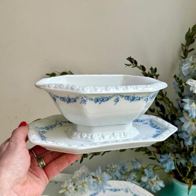 Соусник на блюде Rosenthal Classic Rose голубые розы 400 мл Германия