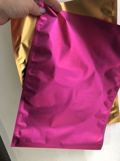 Пакет новогодний 32х24 см розовый