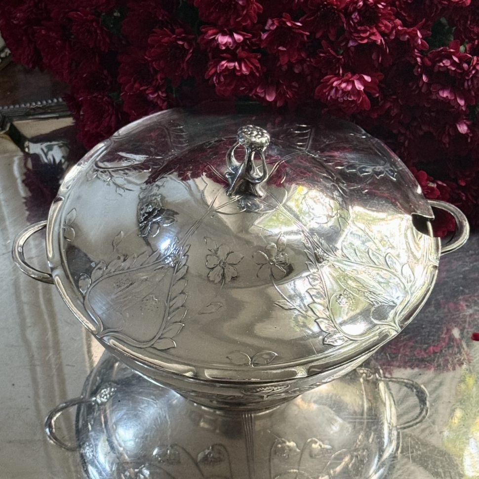 Террин супница легюмница Kayserzinn 1,2 л Германия 120 лет