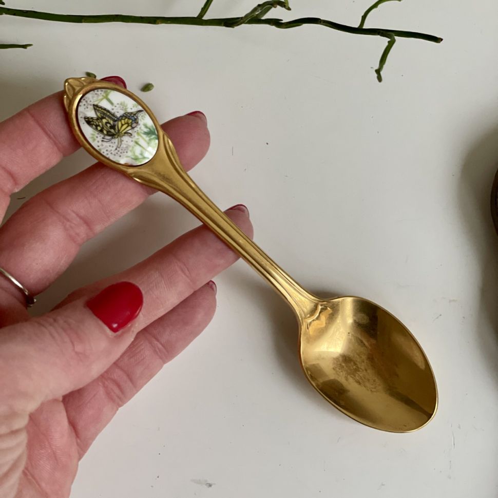 Ложка чайная Franklin Mint Papillo Machaon золочение 1980