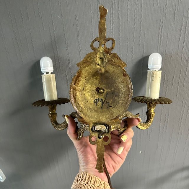 Бра настенное на 2 лампы 28 см бронза Франция