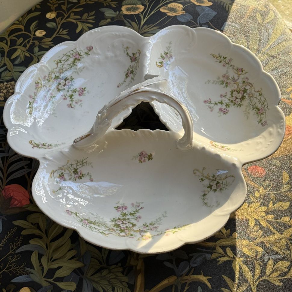 Менажница с ручкой Limoges 32 см Франция начало 20 века