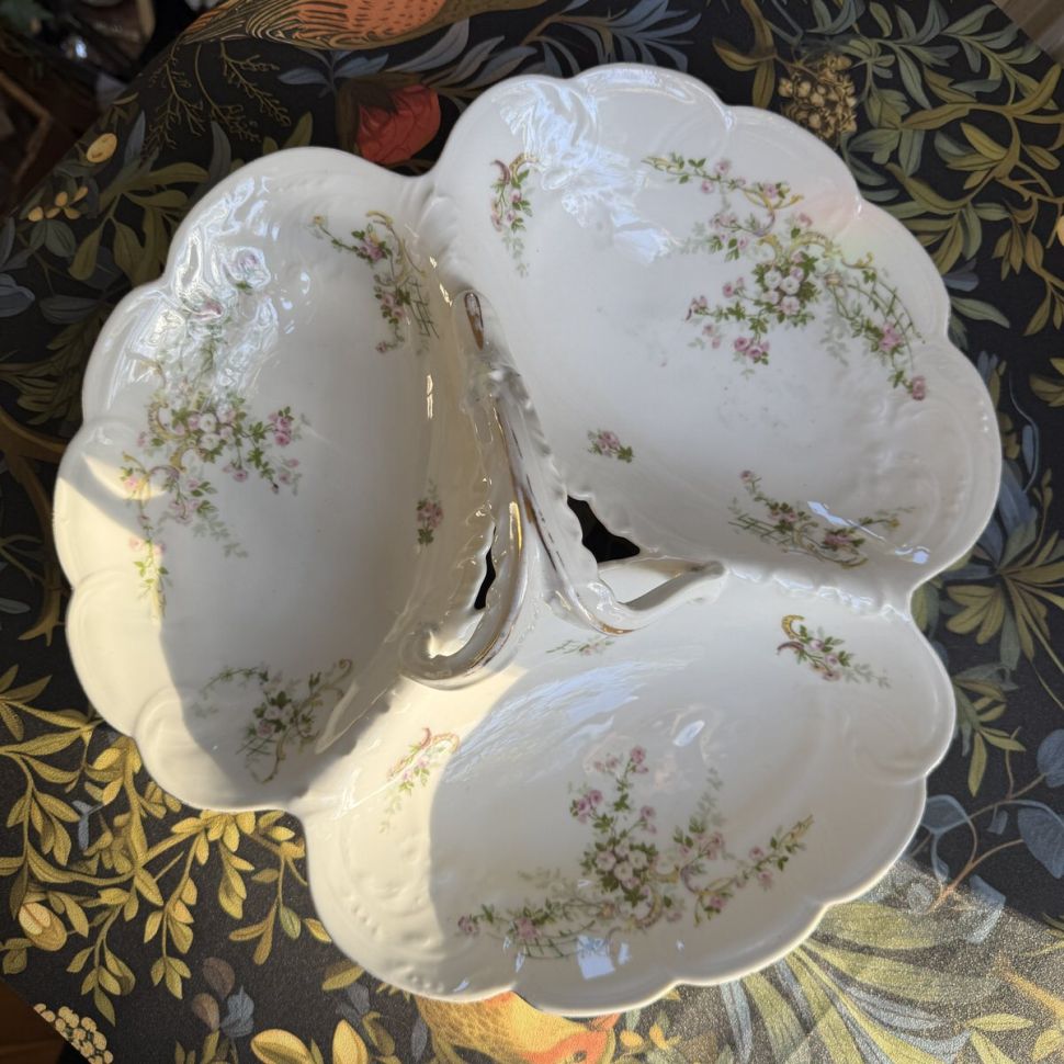 Менажница с ручкой Limoges 32 см Франция начало 20 века