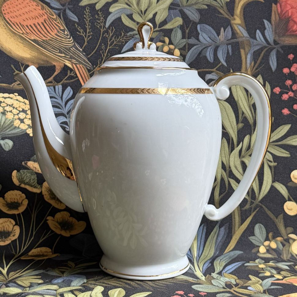 Чайник кофейник Золотая кайма 24 см фарфор Франция 