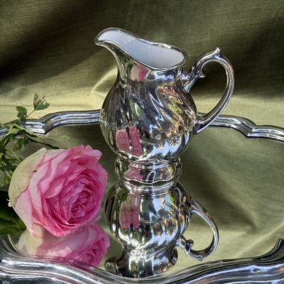Чайник кофейник сахарница молочник набор 4 предмета фарфор серебрение
