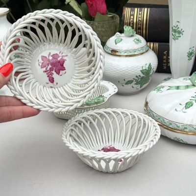 Миска с ажурным краем сухарница Herend Apponyi Chinese Bouquet 13 см фарфор Венгрия 