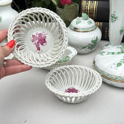 Миска с ажурным краем сухарница Herend Apponyi Chinese Bouquet 13 см фарфор Венгрия 