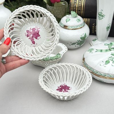Миска с ажурным краем сухарница Herend Apponyi Chinese Bouquet 13 см фарфор Венгрия 