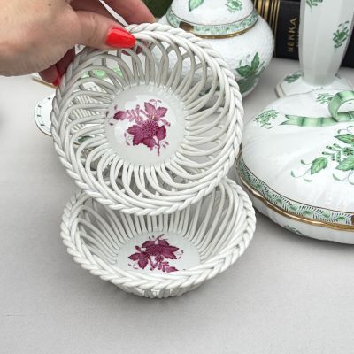 Миска с ажурным краем сухарница Herend Apponyi Chinese Bouquet 13 см фарфор Венгрия 