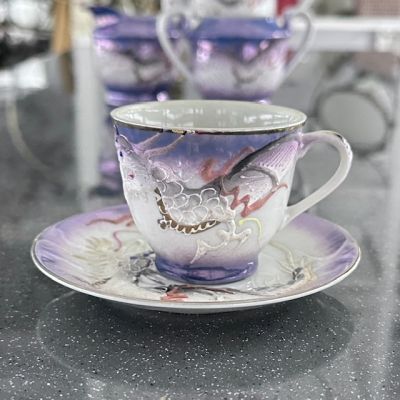 Кофейная пара Дракон 100 мл фарфор литофания Япония 