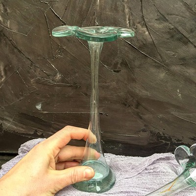 Подсвечник высокий Стеклянный цветок или ваза