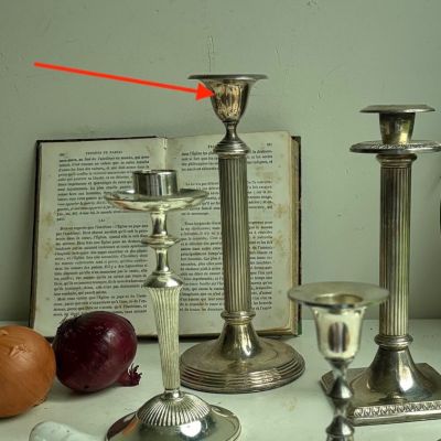 Подсвечник Колонна на круглом основании 22 см мельхиор