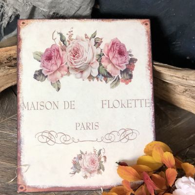 Табличка жестяная, розы