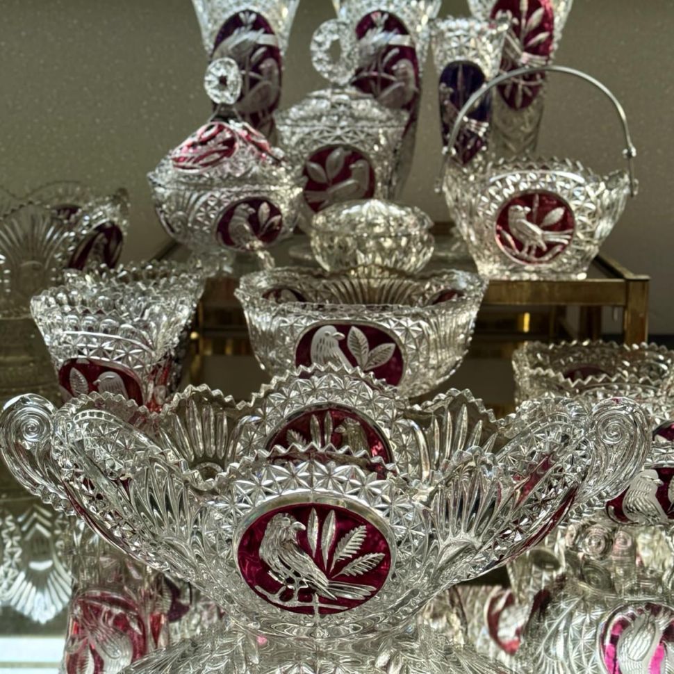 Ваза хрусталь марганец 26 см Anna Hutte Германия 60-е гг.