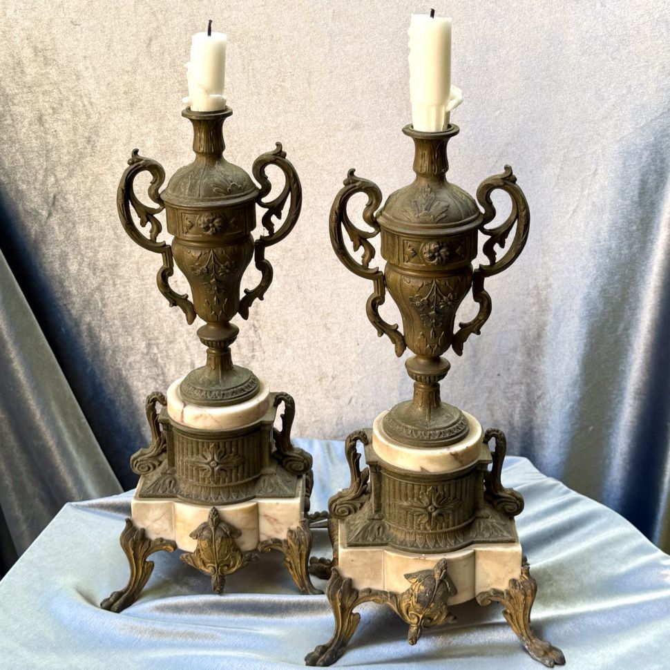 Подсвечник на одну свечу Луи XIX век мрамор латунь