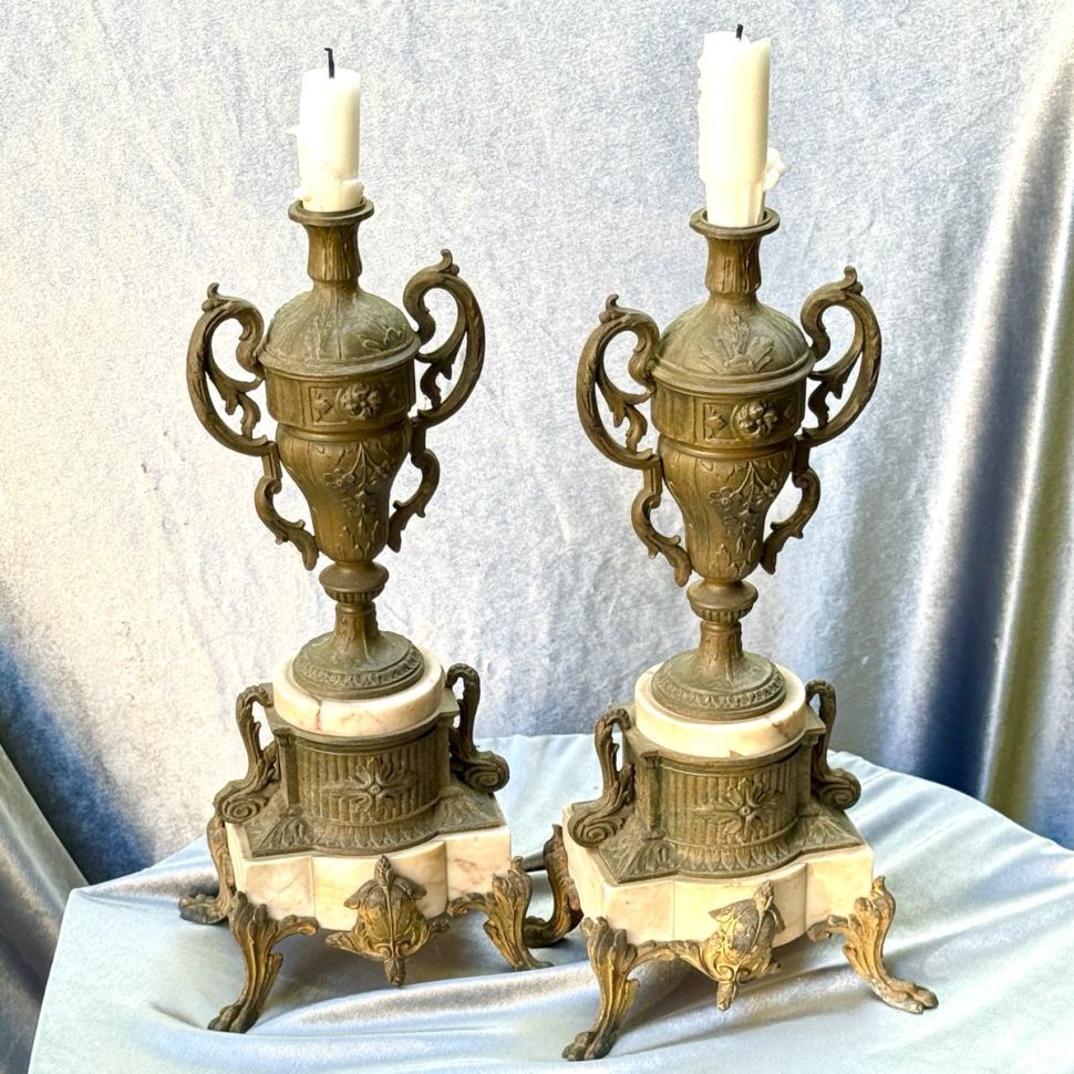 Подсвечник на одну свечу Луи XIX век мрамор латунь