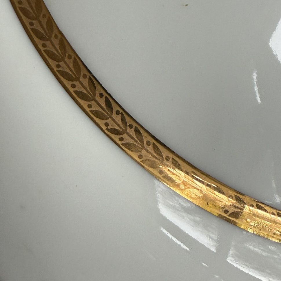 Сахарница молочник Золотая кайма набор 2 предмета фарфор Франция 