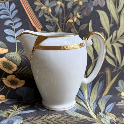 Сахарница молочник Золотая кайма набор 2 предмета фарфор Франция 