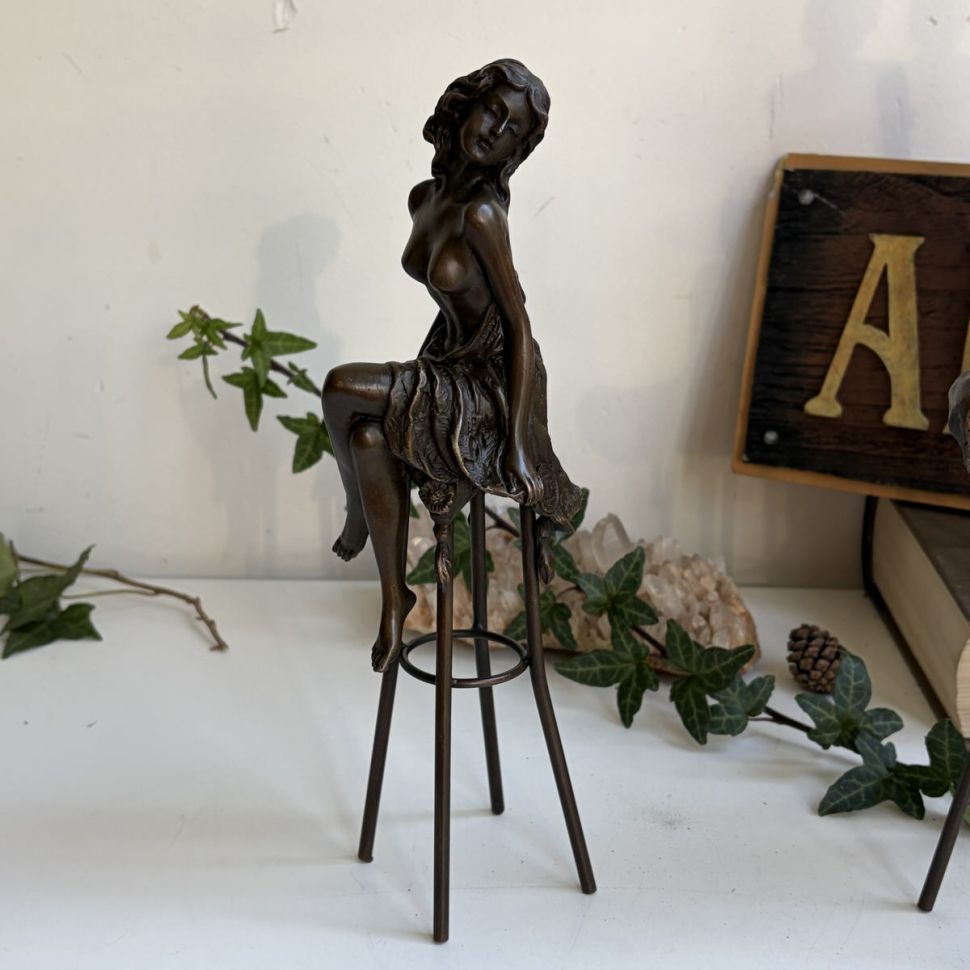 Статуэтка Девушка полуобнаженная Pierre Collinet 27 см Франция бронза 50-е гг