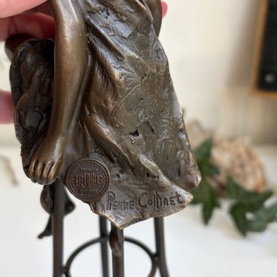 Статуэтка Девушка полуобнаженная Pierre Collinet 27 см Франция бронза 50-е гг