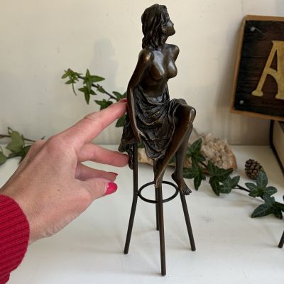 Статуэтка Девушка полуобнаженная Pierre Collinet 27 см Франция бронза 50-е гг