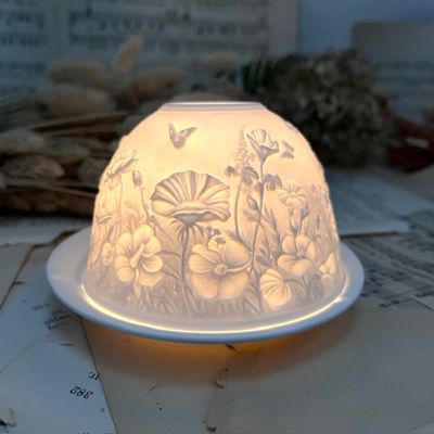 Подсвечник клош Hellmann Versand Starlight Полевые цветы 12 см бисквитный фарфор Германия