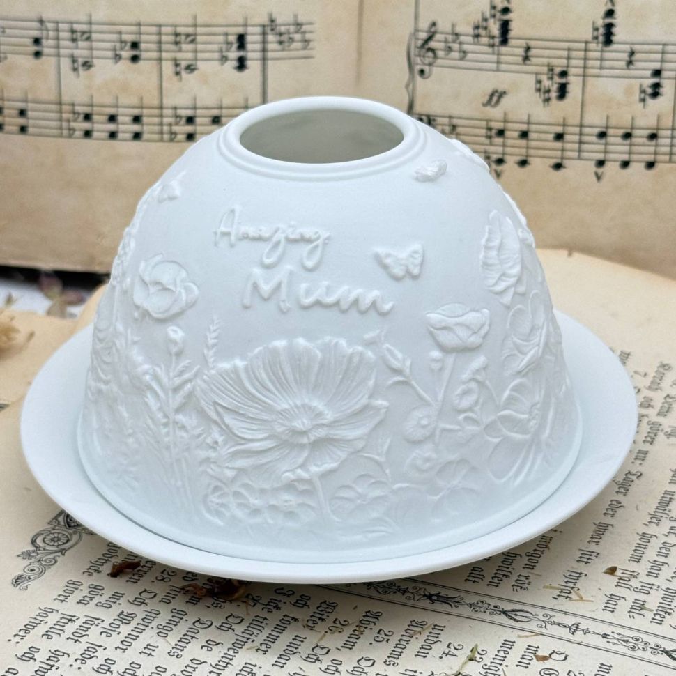 Подсвечник клош Hellmann Versand Starlight Полевые цветы 12 см бисквитный фарфор Германия