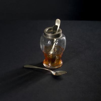 Банка малая для горчицы/приправ с ложками, набор