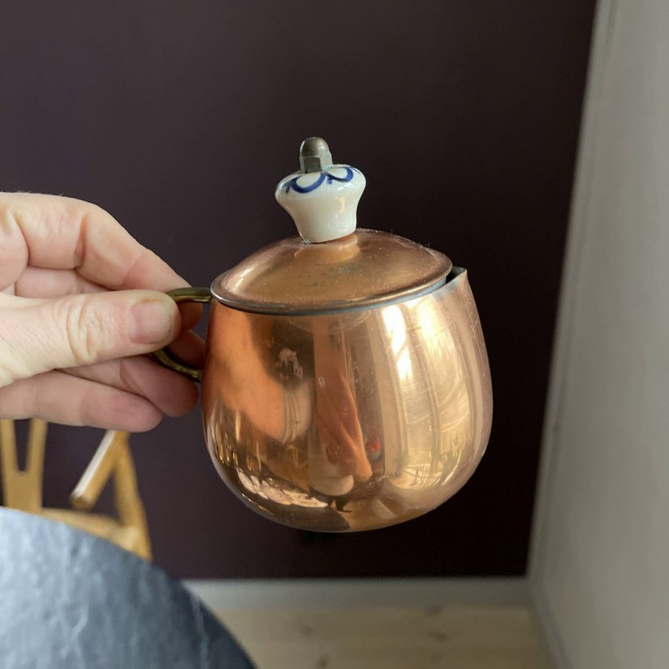 Молочник с крышкой медь латунь фарфор