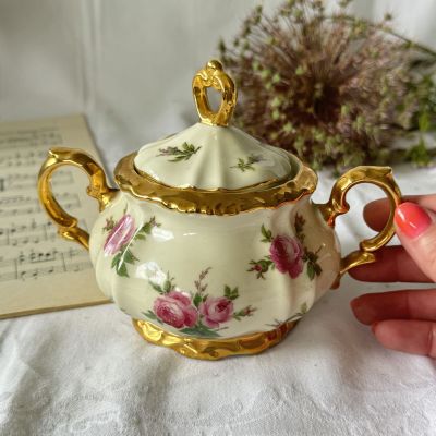 Сахарница Bareuther Bavaria Розовый букет 17 см фарфор Германия уценка
