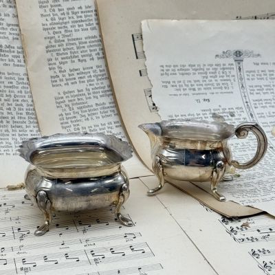 Сахарница молочник набор 2 предмета  серебрение 