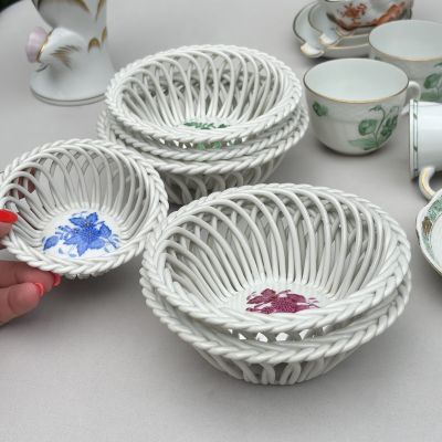 Миска с ажурным краем сухарница Herend Apponyi Chinese Bouquet 10 см фарфор Венгрия