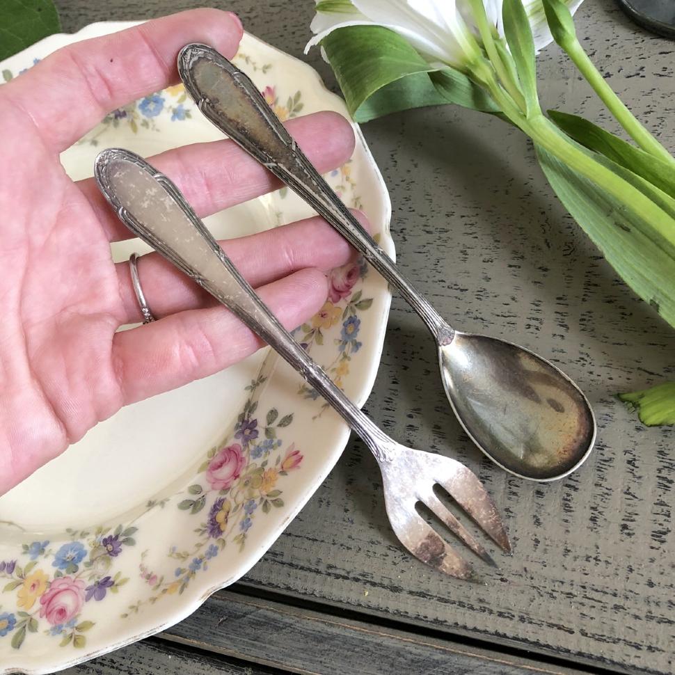 Ложка и вилка для устриц набор