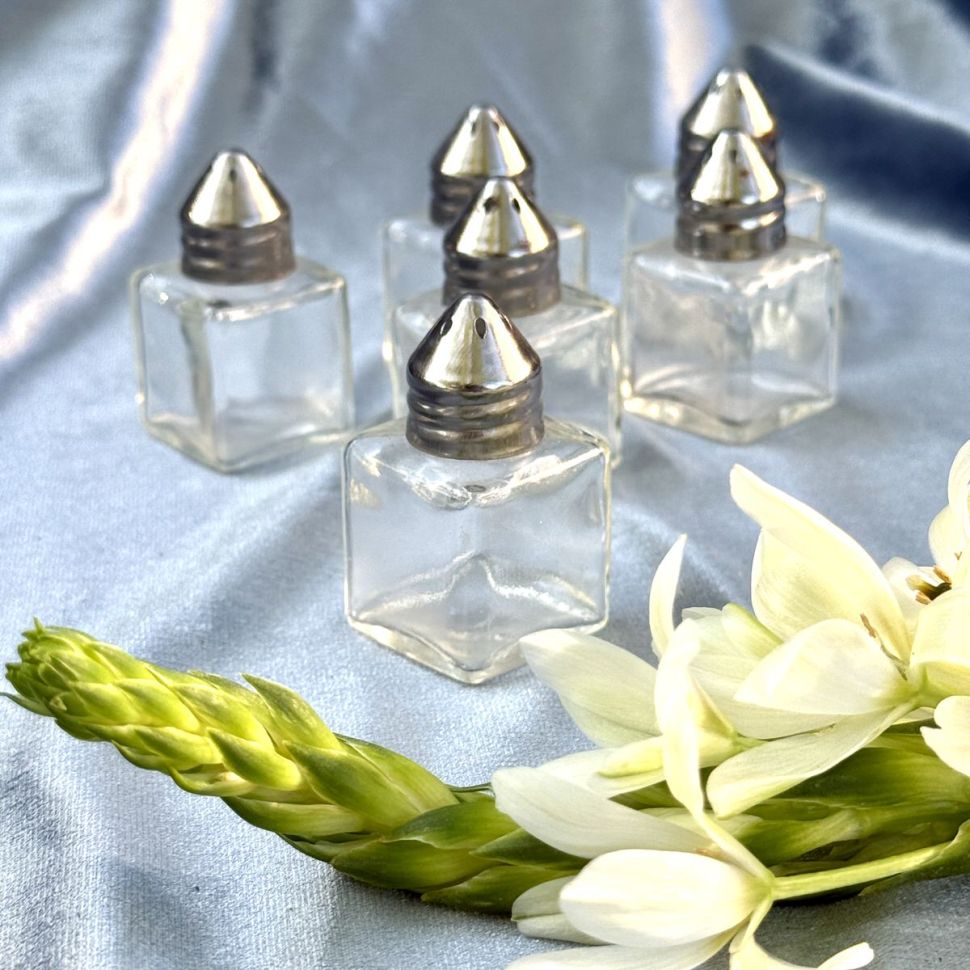 Солонка мини 5 см стекло серебрение Франция