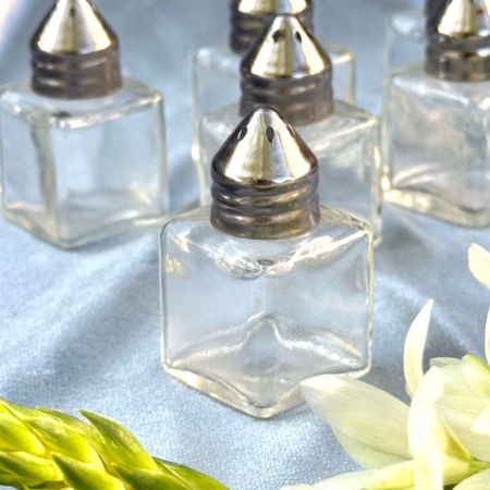 Солонка мини 5 см стекло серебрение Франция