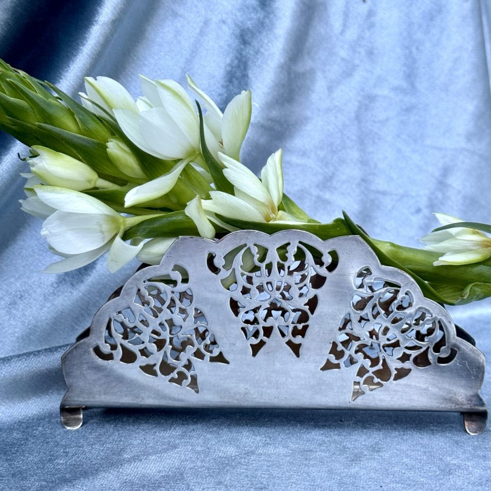 Подставка салфетница ажурная 13 см мельхиор  