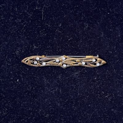 Брошь Листья 7,5 см серебро позолота