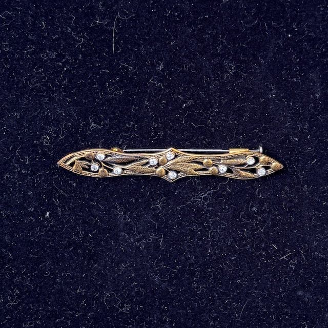 Брошь Листья 7,5 см серебро позолота