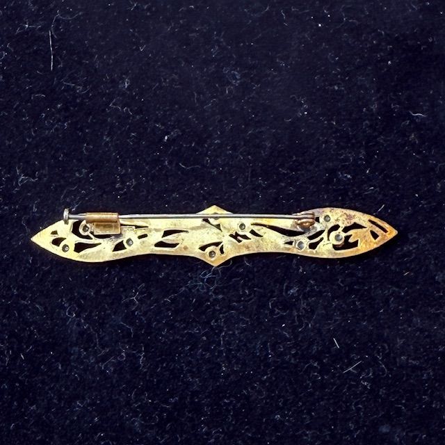 Брошь Листья 7,5 см серебро позолота