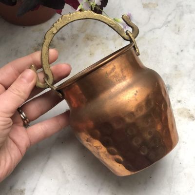 Бидон банка кашпо 10,5 см медь латунь