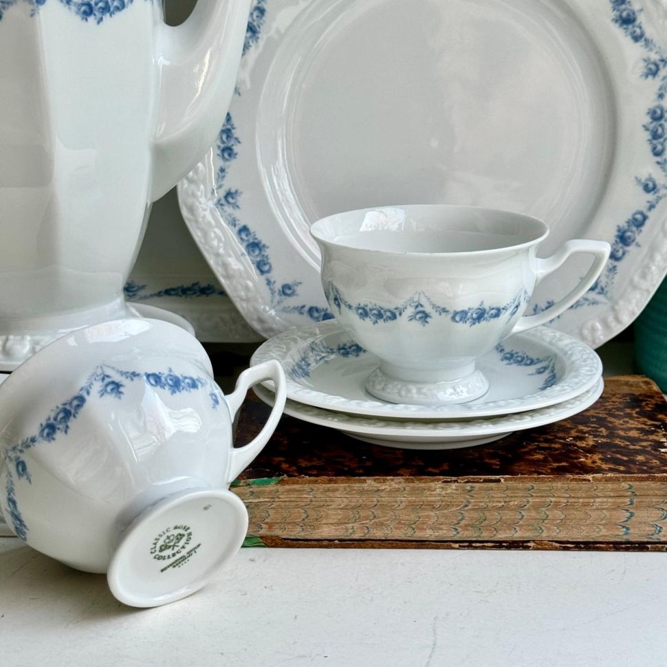 Чайная пара Rosenthal Classic Rose голубые розы 200 мл Германия