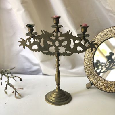 Подсвечник на три свечи 36,5 см Драконы латунь