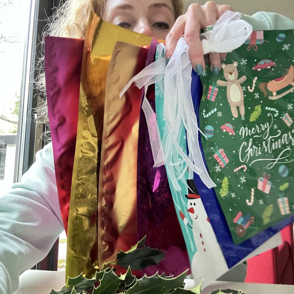 Пакет новогодний 32х24 см Merry Christmas синий